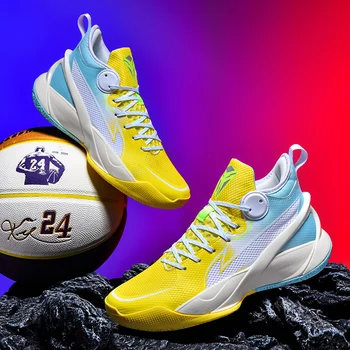 2023 Новая Профессиональная Баскетбольная Обувь для Мужчин С Дышащей Сеткой, Женские Баскетбольные Спортивные Кроссовки Желтого Цвета