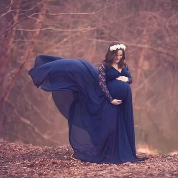Платье для беременных с кружевной строчкой, халат для фотосессии, халат для душа ребенка, платье для фотосъемки беременных