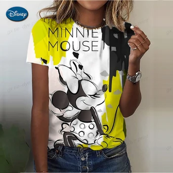 Белая футболка Disney с Микки Маусом, Женская Летняя Новая футболка S-5XL, Повседневная Свободная футболка с круглым вырезом, женская футболка, Топ