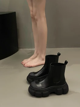 Женские ботинки; Женские Ботинки С круглым носком; Коллекция 2023 года; Ботильоны в стиле 