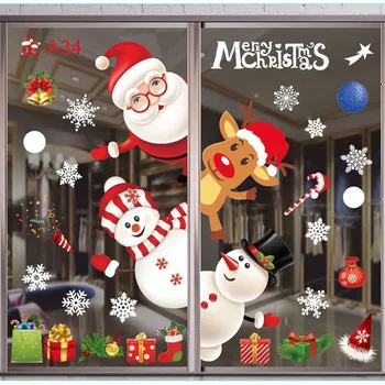 Наклейка на зеркало с Рождеством 2024, Новое Рождественское украшение, Наклейки на окна, Подарки Санта-Клауса, украшения в виде белых Снежинок, Зимняя наклейка
