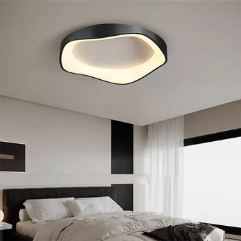 Современный светодиодный потолочный светильник, минималистичные черно-бело-серые лампы в форме цветка для гостиной, столовой, спальни, кабинета, освещения