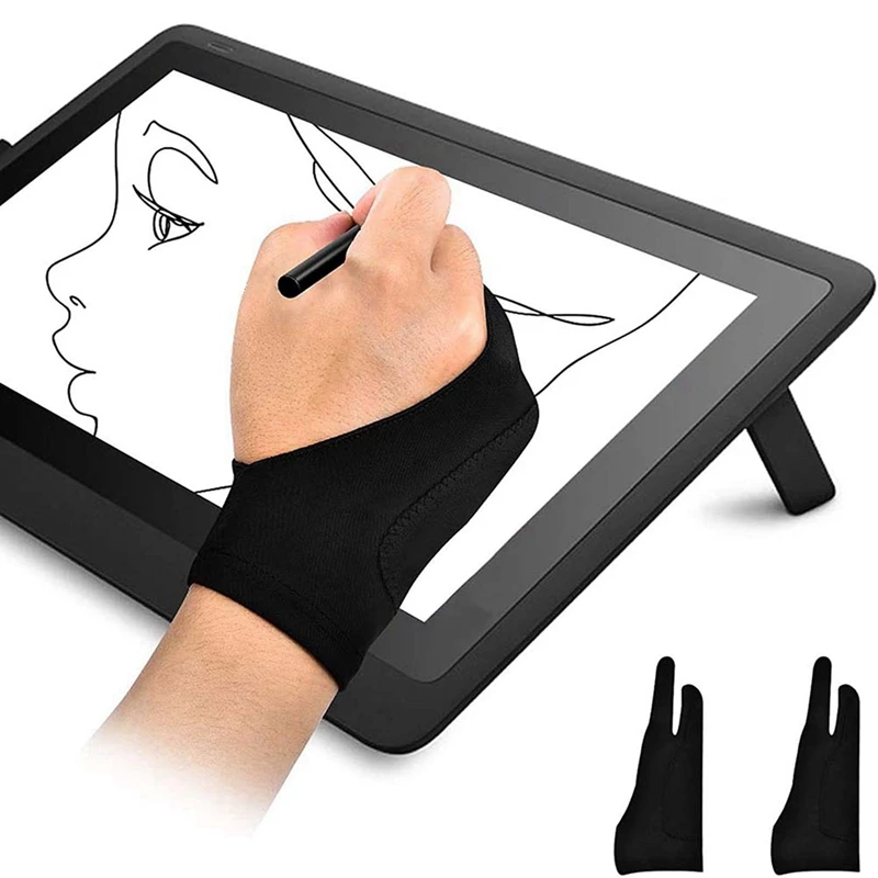 10 упаковок перчаток художника для планшета, перчатка для цифрового рисования, утолщенная двумя пальцами, перчатка для отвода ладони для графического планшета (M) Изображение 1