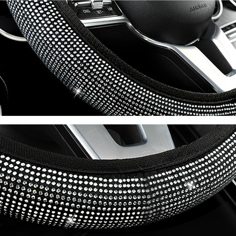 14,5-15-дюймовая стразовая крышка рулевого колеса со сверкающими бриллиантами, дышащие противоскользящие аксессуары для автозапчастей Изображение 1