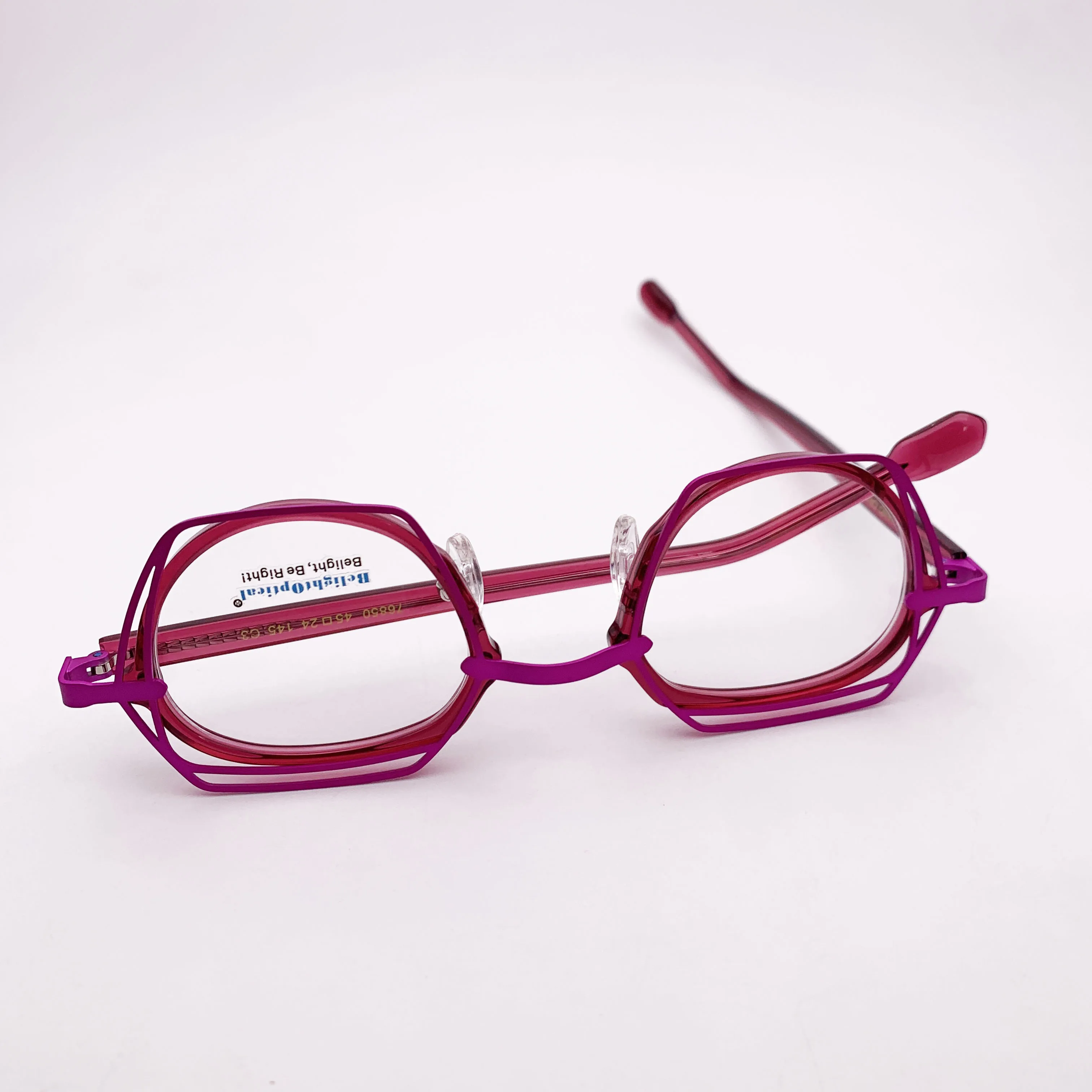 Belight Optiacl Необычный ацетат карамельного цвета с металлической оправой для очков овальной формы, Мужские и женские очки по рецепту, Очки 76850 Изображение 1