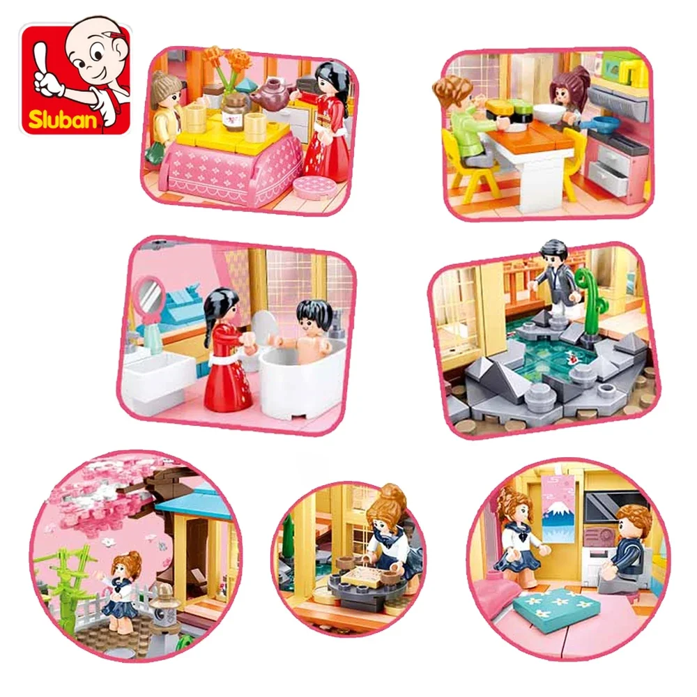 Sakura Dreaming Holiday Villa House Apartment Casa Castle Строительные блоки, кирпичи, строительные игрушки для девочек и детей Изображение 1