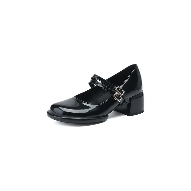 Большие размеры, большие размеры, женские туфли-лодочки с круглым носком на толстом каблуке, женская обувь с дизайном Lady Mary Jane shoes Изображение 1