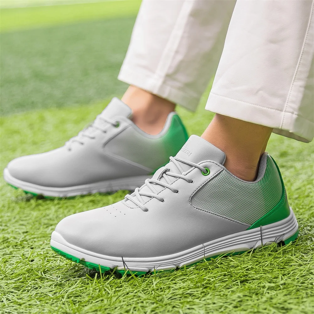 Большой размер 48, обувь для гольфа Turf, мужская уличная повседневная спортивная обувь для гольфа, женские удобные водонепроницаемые нескользящие мужские кожаные кроссовки Изображение 1