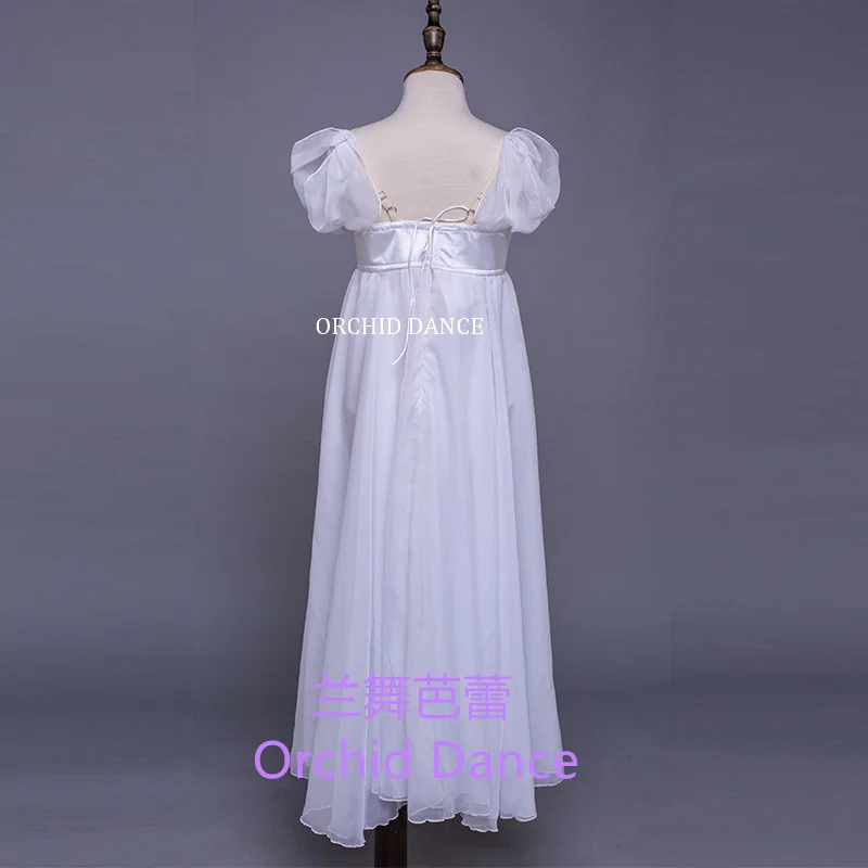 Дышащая детская одежда для выступлений для девочек нестандартного цвета, современное белое лирическое балетное платье Изображение 1