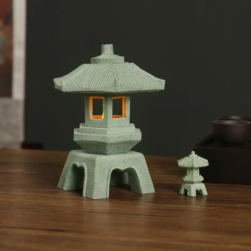 Креативный китайский фонарь с резьбой по зеленому песку, украшение для фонаря, настольная лампа, микро-пейзаж, ремесла, украшения Изображение 1