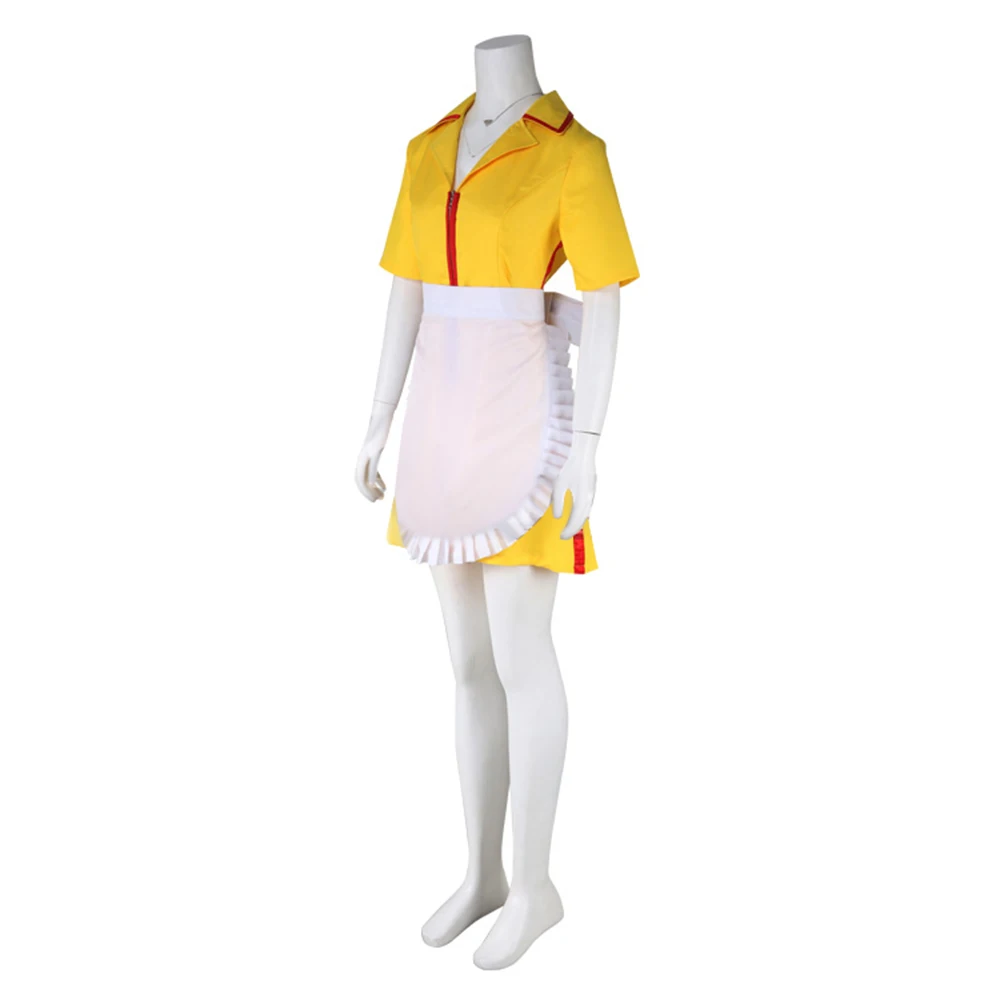 Кэтрин: Косплей Костюм Эрики Андерсон в полный рост, женское желтое мини-платье для девочек с фартуком, наряды горничной для вечеринки на Хэллоуин Изображение 1