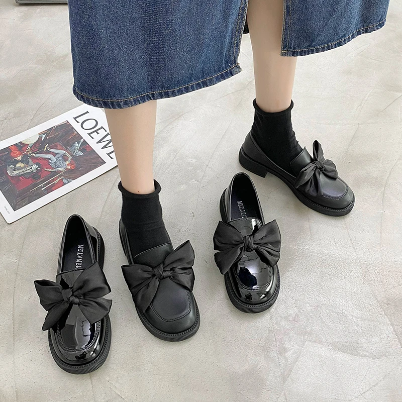 Лолита, Милые женские туфли-лодочки Mary Janes с бантиком, новинка 2021 года, брендовые женские туфли-лодочки на платформе, милые оксфордские туфли в готическом стиле в стиле панк, обувь для косплея Изображение 1