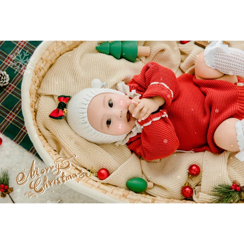 Реквизит для фотосъемки новорожденных, набор рождественских нарядов, Фоновое одеяло, Рождественская тема, Реквизит для студийной съемки Fotografia Изображение 1