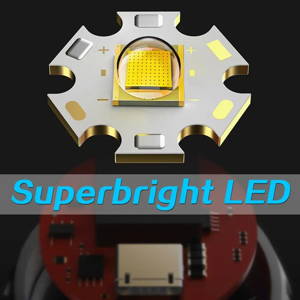 Супер яркий светодиодный фонарик, перезаряжаемые USB-фонари, Водонепроницаемый фонарик, Аварийный фонарик, Тактические фонари Изображение 1