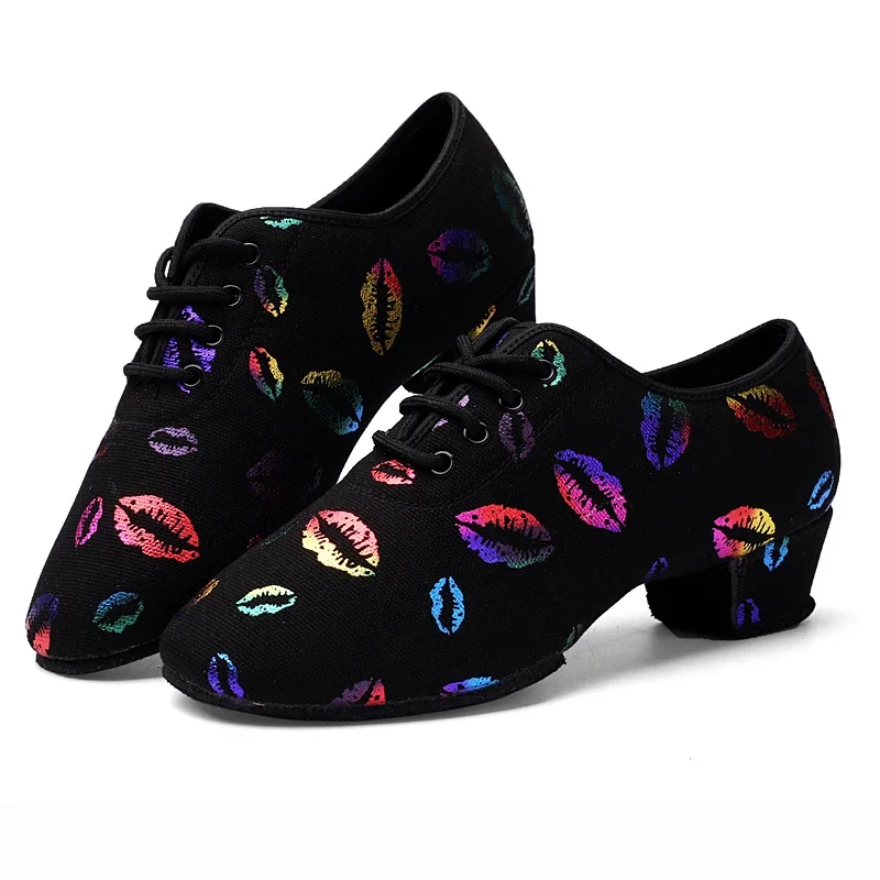 Туфли для латиноамериканских танцев USHINE на шнуровке, для занятий бальными танцами с закрытым носком, для обучения современным танцам Сальса, Балетные туфли для девочек и детей Изображение 1
