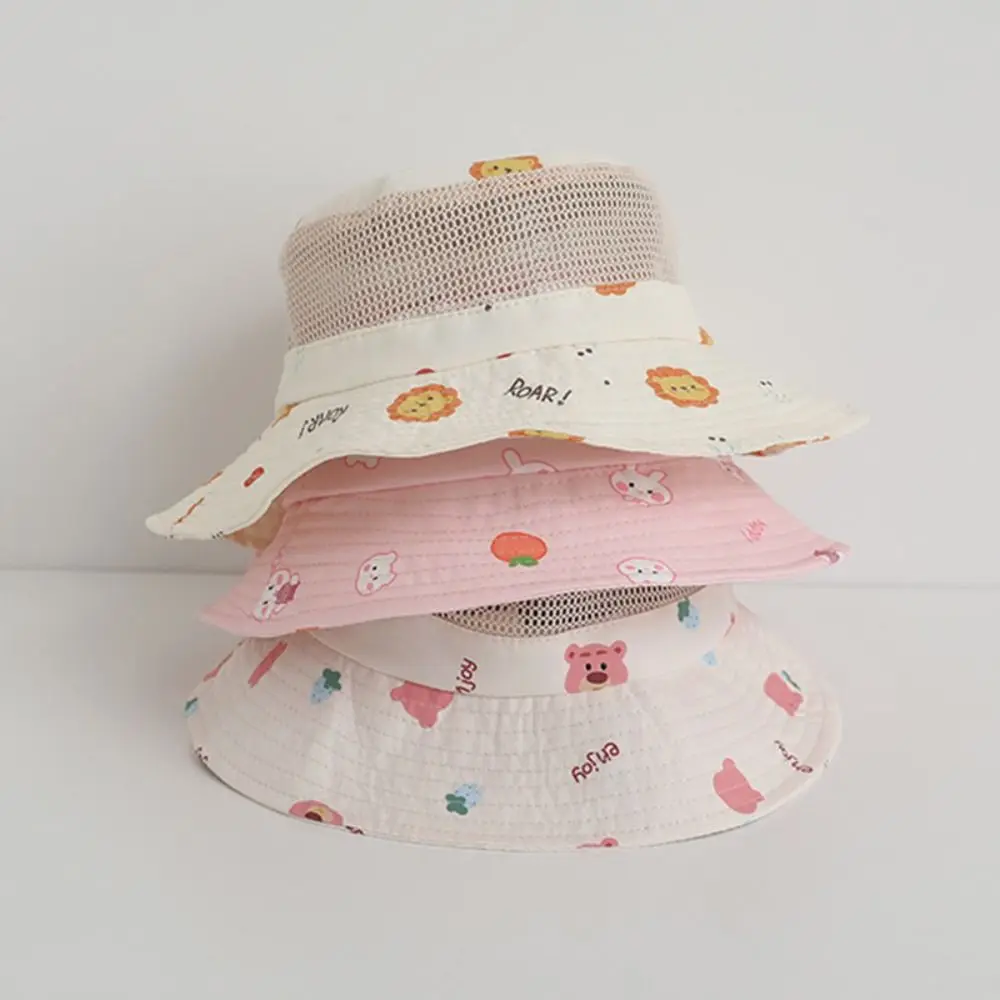 Широкополые шляпы с мультяшным принтом, Новые солнцезащитные шляпы с защитой от ультрафиолета от 1-4 лет, летняя рыбацкая кепка из дышащей сетки Изображение 1