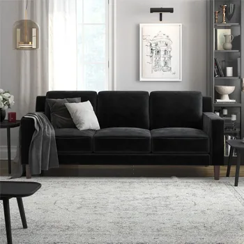 Бархатный диван для гостиной, 3 места, черные диваны