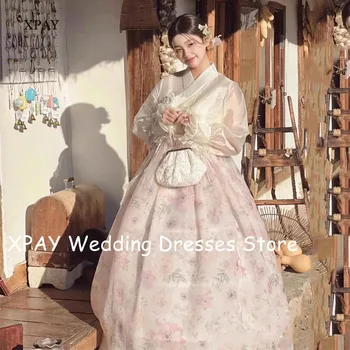XPAY V Образный Вырез С Длинными Рукавами Корейские Свадебные Платья Для Свадебной Фотосессии Складки Из Органзы Садовые Свадебные Платья Плюс Размер На Заказ