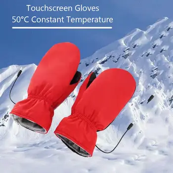 Электрические лыжные перчатки USB, зимняя уличная грелка, Перчатки с сенсорным экраном для Велоспорта, мотоцикла, Перчатки с подогревом для мужчин, Женщин, детей и взрослых