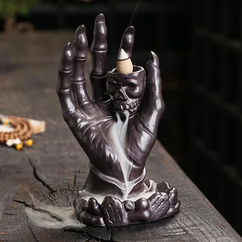 Керамическая Курильница с обратным потоком для рук Призрака Хэллоуина, Креативный Европейский Фестиваль Призраков, Плита с обратным потоком для рук Будды с Черепом,