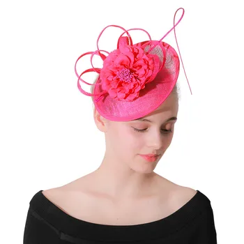 Sinamy Ladies Party Винтажные ярко-розовые головные уборы Fascinators, повязки на голову, женские Элегантные женские головные уборы с причудливыми цветочными аксессуарами