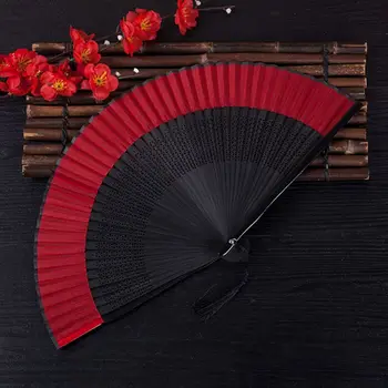 Ручной складной веер с рисунком китайской сливы для танцев на свадебной вечеринке, танцевальный челнок