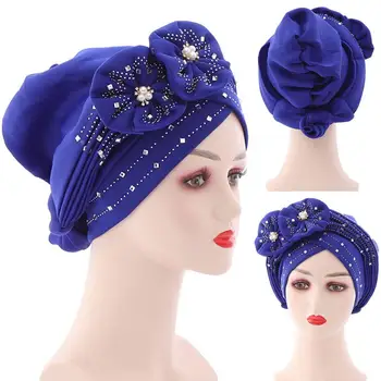 Шапочка-тюрбан с модным цветочным декором, Женский головной платок, Сменная шапочка-платок
