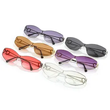 Цельные футуристические спортивные солнцезащитные очки без оправы в стиле ретро с защитой от UV400, оттенки Y2K облегают солнцезащитные очки для женщин и мужчин
