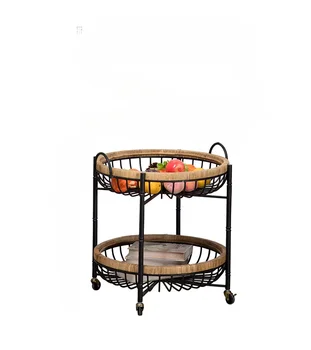 Круглый журнальный столик из ротанга в японском стиле Небольшого размера, приставной столик для дивана в гостиной, передвижной