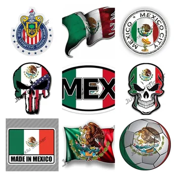 ВИНИЛОВАЯ НАКЛЕЙКА с ФЛАГОМ МЕКСИКИ, наклейка на бампер для автомобиля, грузовика, фургона, окна ноутбука, водонепроницаемые наклейки с мультяшными граффити в мексиканском стиле