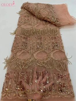 Высококачественная роскошная французская вышивка, тяжелая кружевная ткань для жениха В Африканском Нигерийском стиле с блестками и драгоценными камнями, ткань для свадебного платья