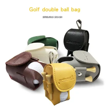 Кожа с 2 тройниками с металлической пряжкой Аксессуары для гольфа Сумка для хранения мячей Сумки для мячей для гольфа Поясная сумка Держатель для мячей для гольфа