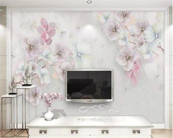 beibehang Пользовательские 3D обои, настенная роспись, стерео акварельный цветок, маленький свежий 3D ТВ фон, настенные обои для детской комнаты behang