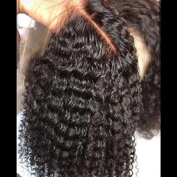 Кудрявый парик с коротким бобом, кружевные передние парики из человеческих волос для женщин, бесклеевой парик с закрытием шнурком с водной волной, 13x4 HD, парики с глубокой волной спереди
