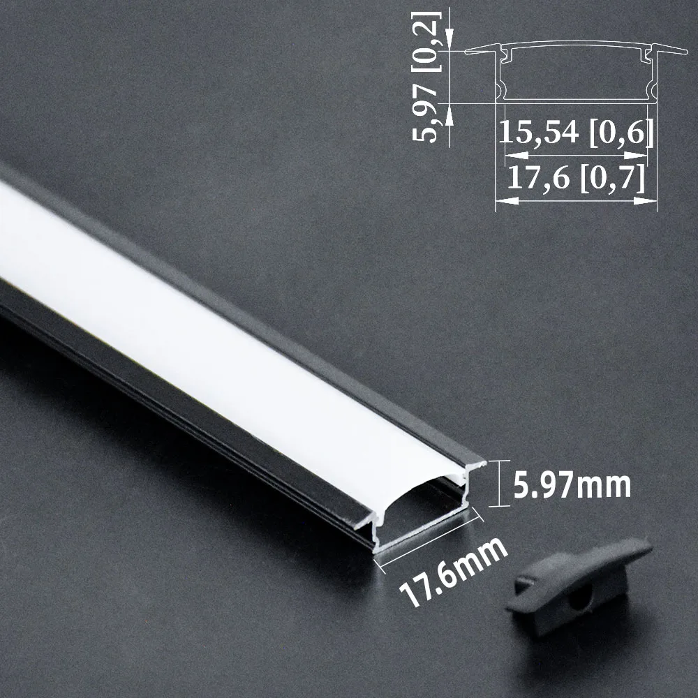 17x7 мм (5 шт.), Встраиваемый светодиодный алюминиевый профиль, подходящий для светодиодной ленты белого и черного цвета Изображение 2