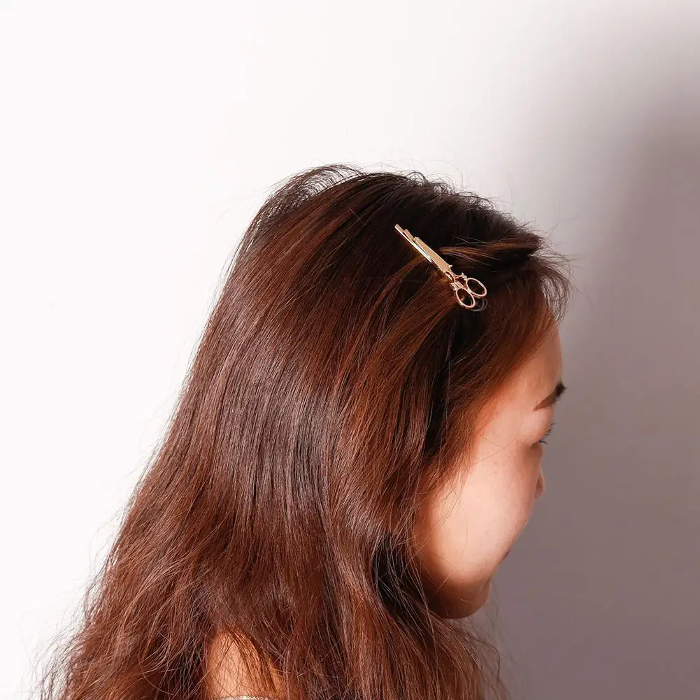 2 ШТ. Модная креативная заколка для волос в форме ножниц, шпилька в стиле панк, милые заколки-коготки, аксессуары для волос для женщин и девочек Изображение 2