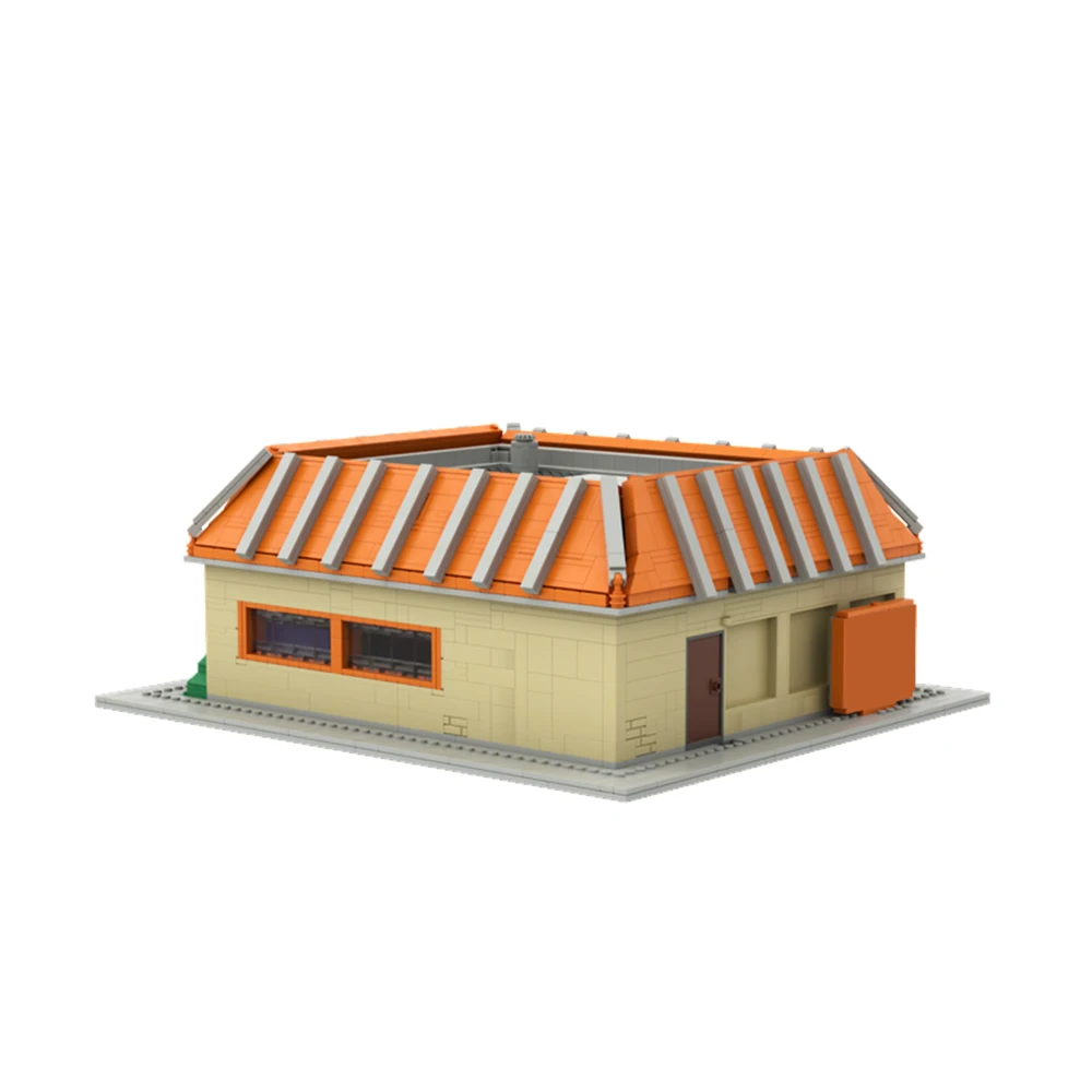 MOC Krusty Burger Ресторан Быстрого Питания Строительные Блоки Анимация Гамбургский Магазин Street View Кирпичи Игрушки И Подарки Для Детей Изображение 2