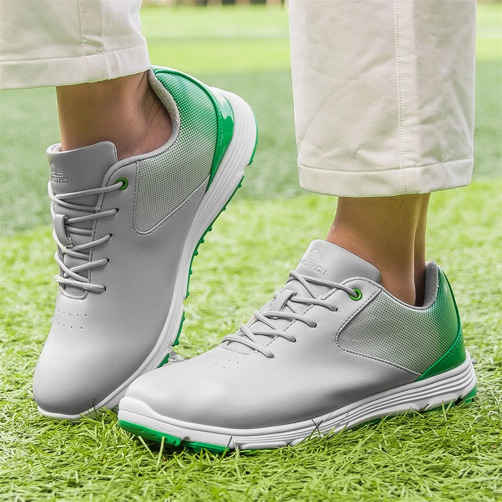 Большой размер 48, обувь для гольфа Turf, мужская уличная повседневная спортивная обувь для гольфа, женские удобные водонепроницаемые нескользящие мужские кожаные кроссовки Изображение 2