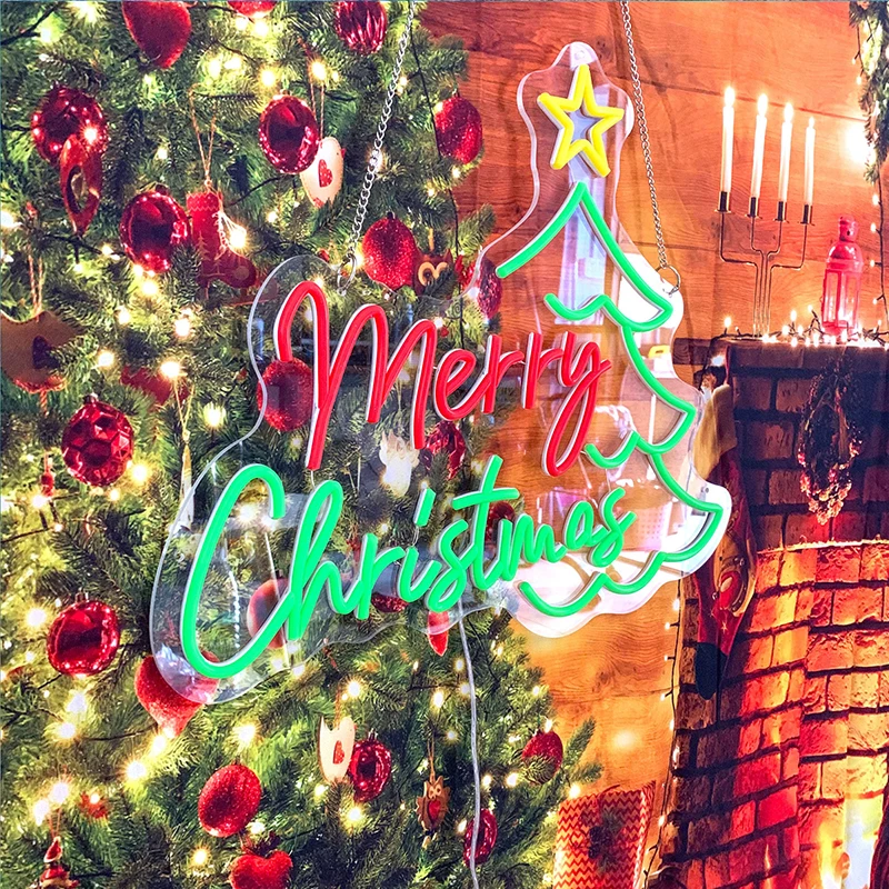 Веселого Рождества, светодиодные неоновые вывески для рождественской домашней вечеринки, Украшение стен, Неоновый свет, декор спальни, гостиной, неоновые огни, вывеска Изображение 2