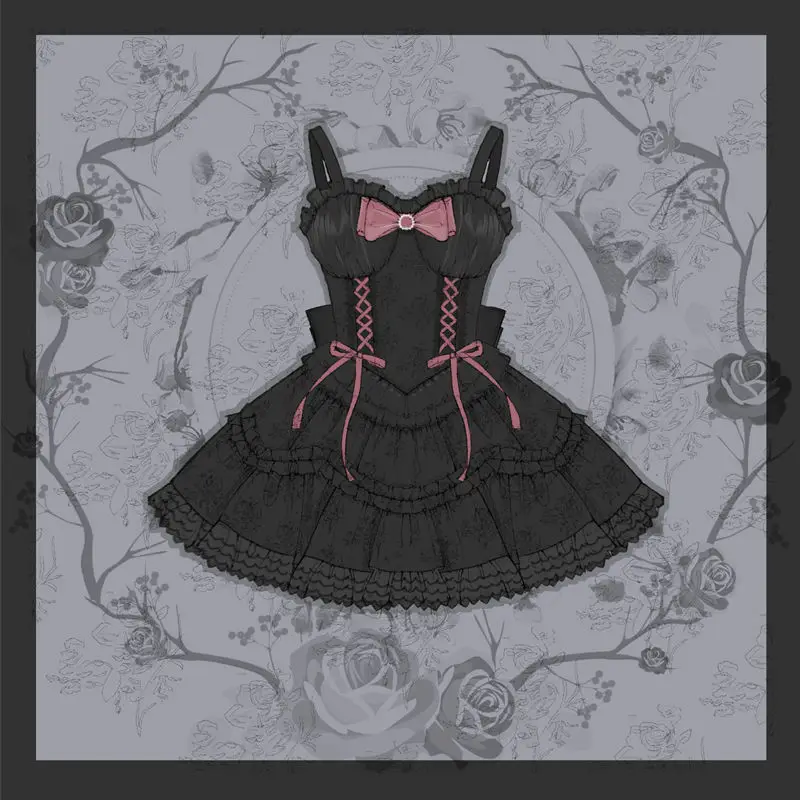 Викторианское темно-готическое платье Лолиты Jsk, женские винтажные элегантные платья принцессы на подтяжках, вечернее платье в стиле харадзюку для девочек Изображение 2