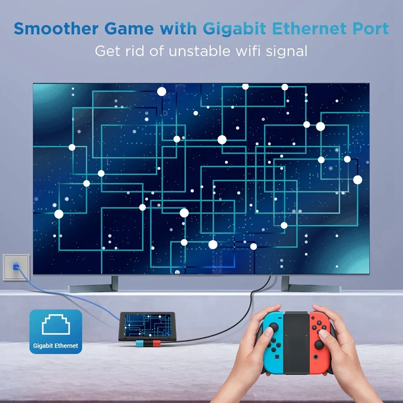 Док-станция для телевизора для Nintendo Switch USB 2.0 концентратор USB C концентратор с гигабитным Ethernet, совместимым с 4K HD адаптером Изображение 2