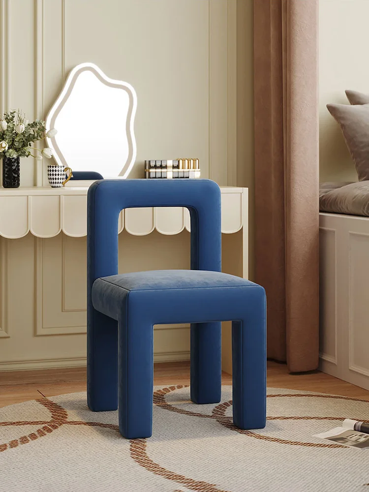 Кофейные стулья со спинкой из цельного дерева в скандинавском стиле, мебель для гостиной, Кашемировый обеденный стул, простые легкие Роскошные Фланелевые стулья для макияжа Изображение 2