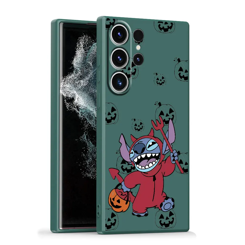 Милый чехол для телефона Lilo Stitch на Хэллоуин для Samsung Galaxy Note 10 Plus 9 8 S8 S9 A42 A71 A30s A04e Note 20 с Квадратным Жидким покрытием Изображение 2