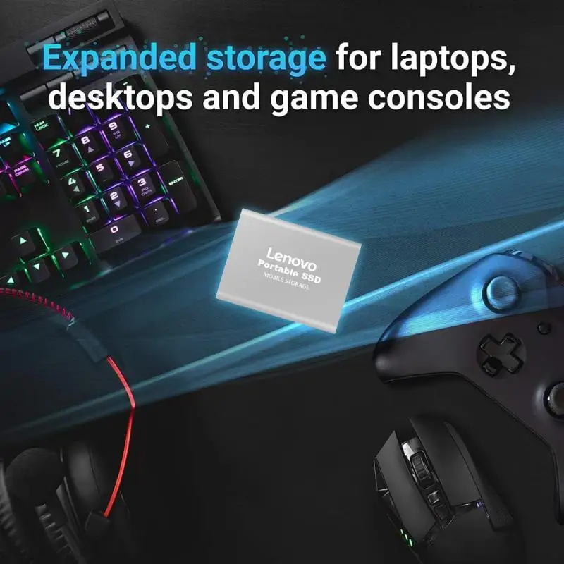 Портативный высокоскоростной SSD-накопитель Lenovo 64 ТБ, мобильные твердотельные диски, мобильные жесткие диски USB 3.1, внешний накопитель Decive для ноутбука Notebo Изображение 2