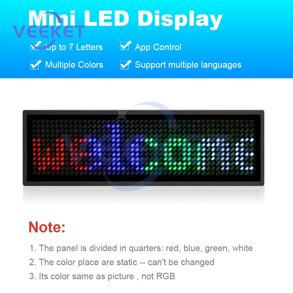 Приложение со светодиодным дисплеем Значок с подсветкой по Bluetooth, Светящиеся прокручивающиеся Шагающие буквы, Регулируемая яркость iOS Android в режиме ожидания Изображение 2