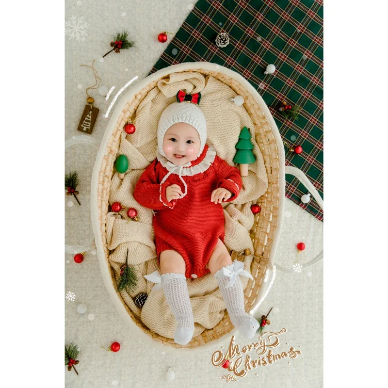 Реквизит для фотосъемки новорожденных, набор рождественских нарядов, Фоновое одеяло, Рождественская тема, Реквизит для студийной съемки Fotografia Изображение 2