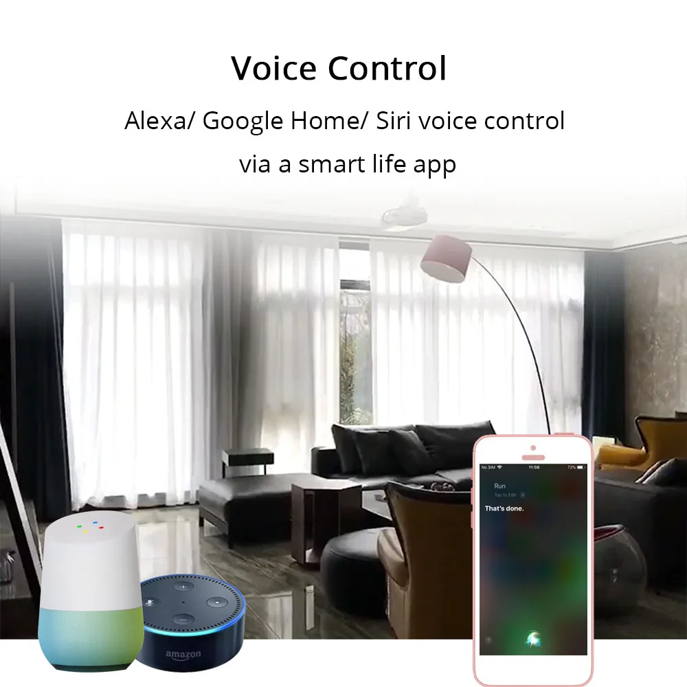 Управление приложением Alexa Google Voice, индивидуальный моторизованный мотор для занавесок С направляющей для занавесок и Wi-Fi-переключателем занавесок, система OEM-драпировки Изображение 2