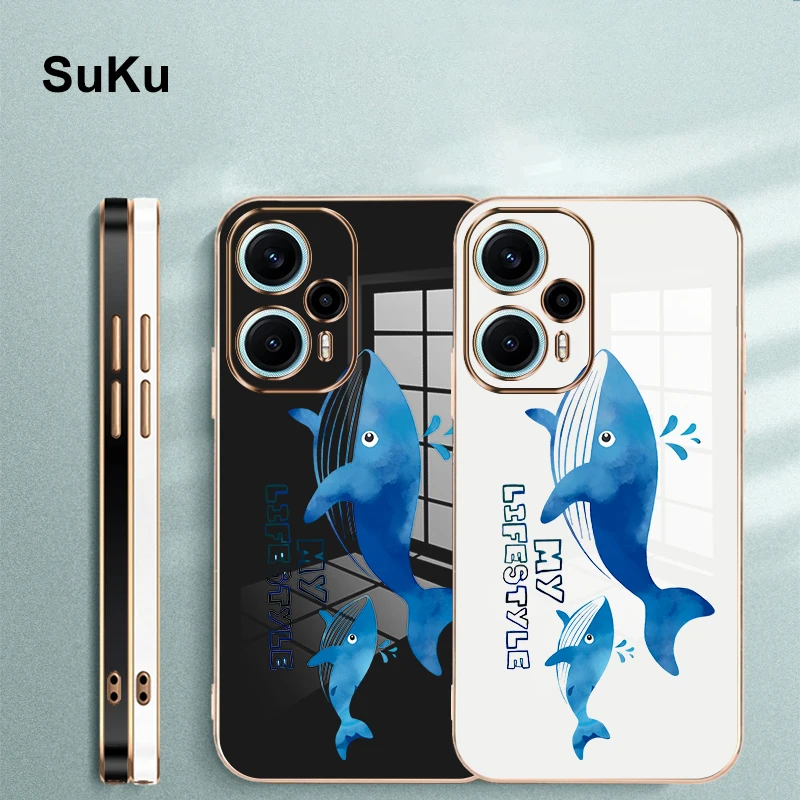 Чехлы для телефонов с рисунком синего кита для Xiaomi Poco F5 Redmi Note 12 Turbo, задняя крышка Изображение 2