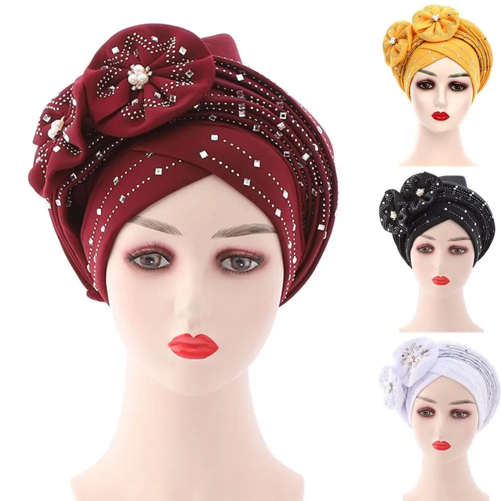 Шапочка-тюрбан с модным цветочным декором, Женский головной платок, Сменная шапочка-платок Изображение 2