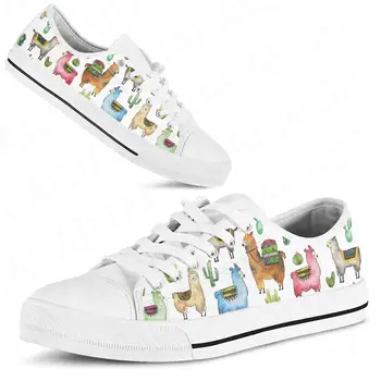 Белая обувь с принтом альпаки Милый мультяшный дизайн Альпаки Обувь с принтом кактуса Обувь для животных Обувь на заказ Zapatos
